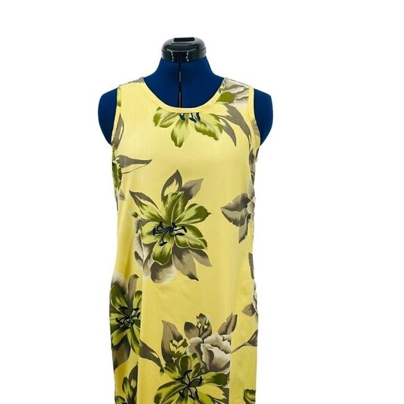 Vintage Tommy Bahama Silk Maxi Dress In Tropical Yellow Floral Women’s Size S - Picture 2 of 14